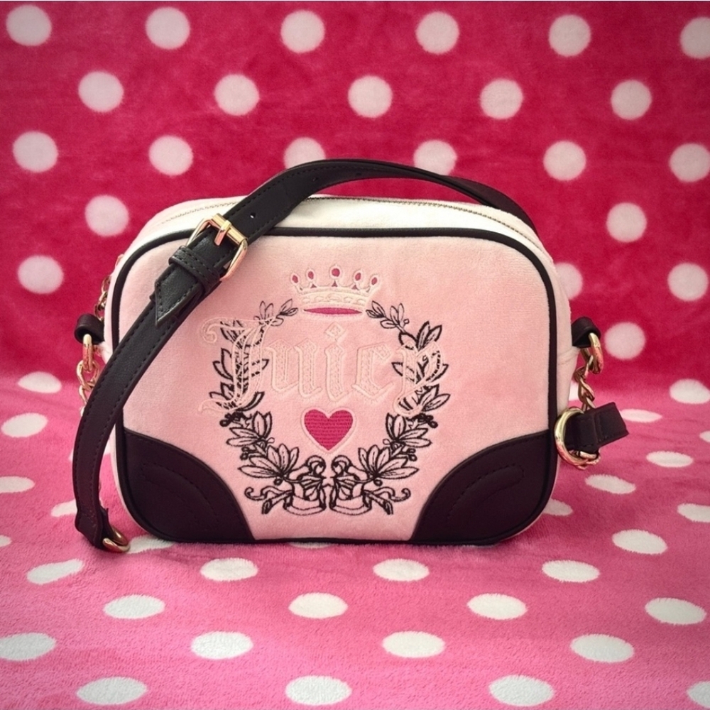Juicy Couture Pink and Black Crossbody Bag with Vintage Charm